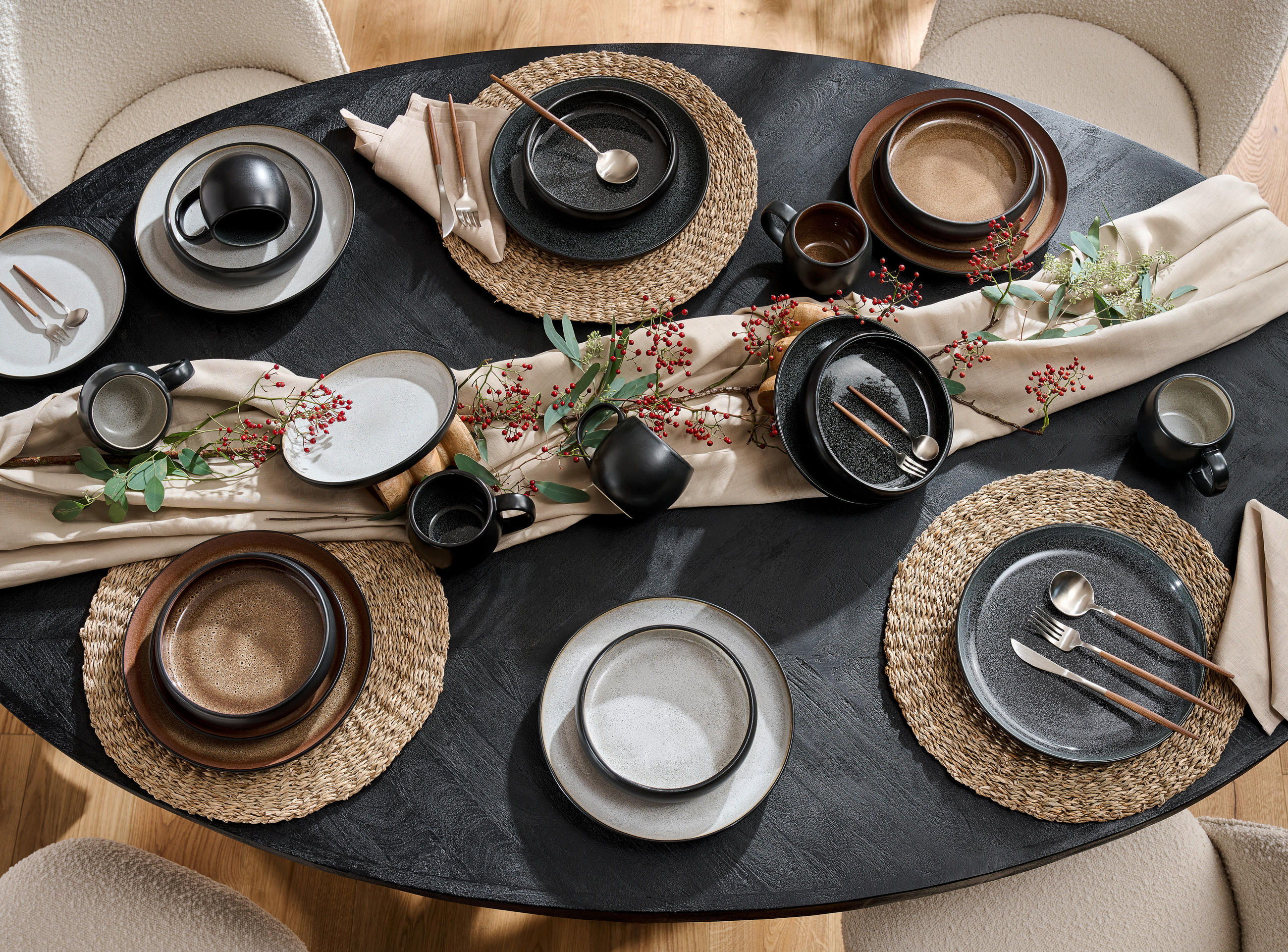 BESTECKSET 30-teilig Edelstahl  - Edelstahlfarben/Akaziefarben, Design, Metall - Novel