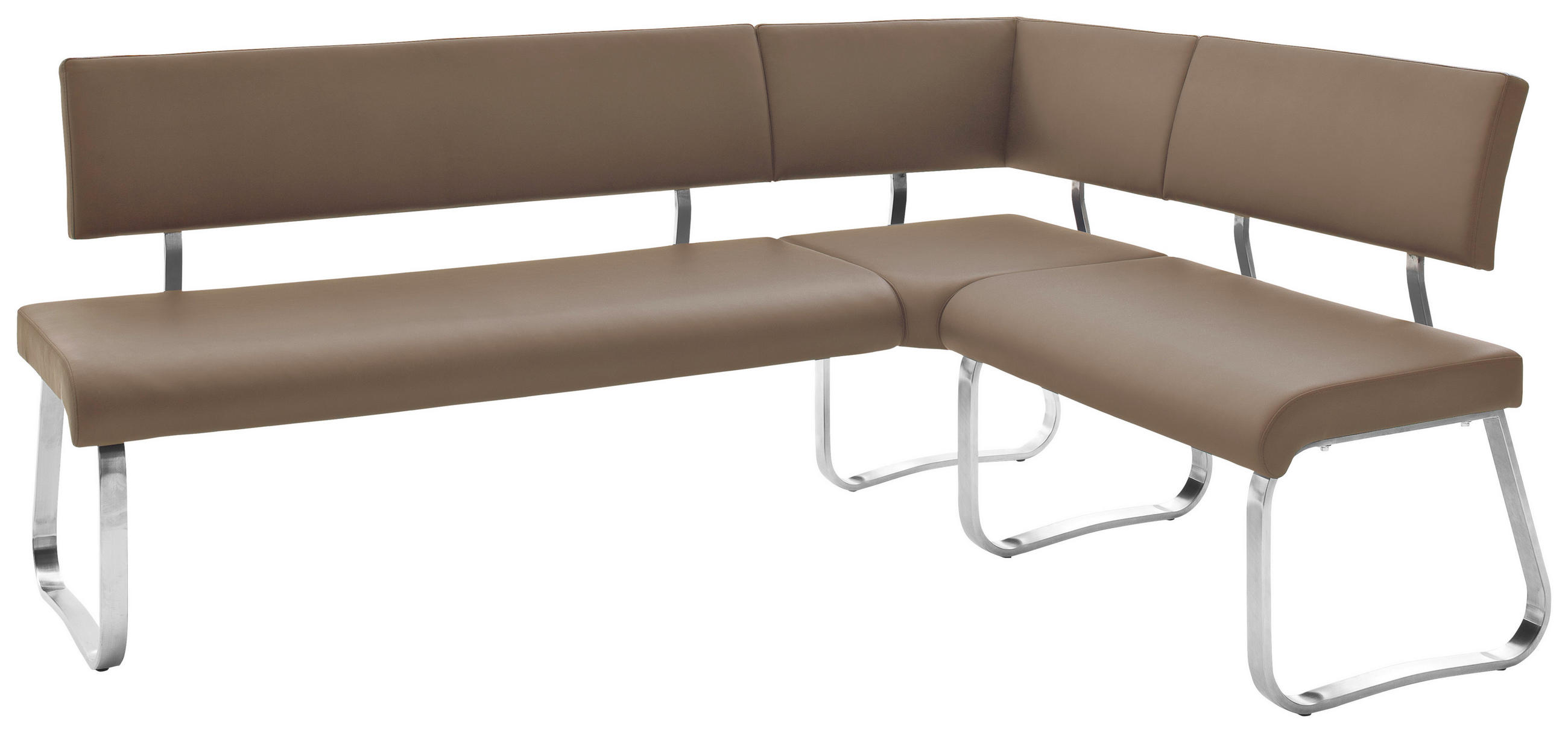 ROHOVÁ LAVICA, farba ušľachtilej ocele, cappuccino - farba ušľachtilej ocele/cappuccino, Design, kov/koža (200/150cm) - Livetastic