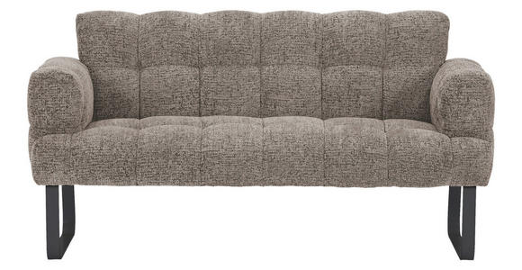 SITZBANK in Textil Graubraun  - Graubraun/Schwarz, Design, Textil/Metall (176/91/78cm) - Novel