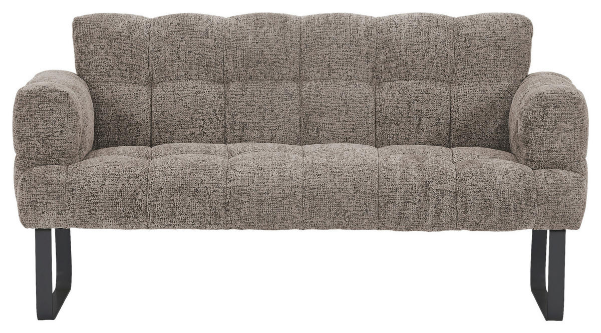 SITZBANK 176/91/78 cm Chenille Graubraun Metall  - Graubraun/Schwarz, Design, Textil/Metall (176/91/78cm) - Novel