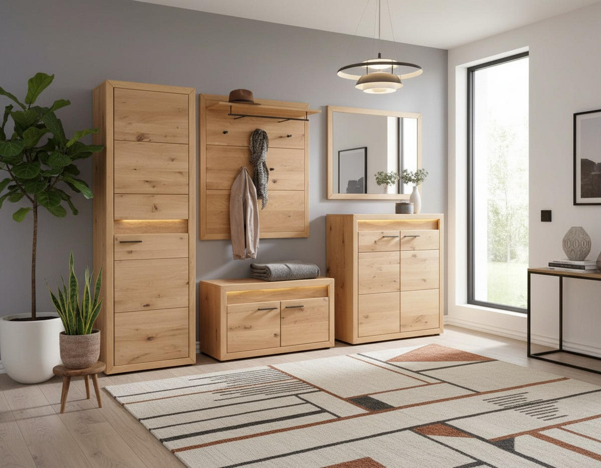 GARDEROBE  in 285/199/40 cm  - Eichefarben, KONVENTIONELL, Holz (285/199/40cm) - Linea Natura