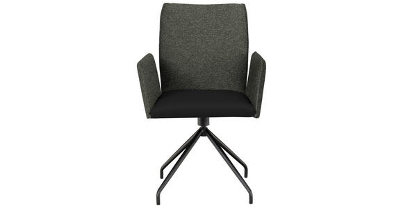 ARMLEHNSTUHL  , Stoffauswahl, Typenauswahl, Sitzfläche 360° drehbar  , Mikrofaser  ,  - Schwarz/Grün, Design, Textil/Metall (60/91/60cm) - Moderano