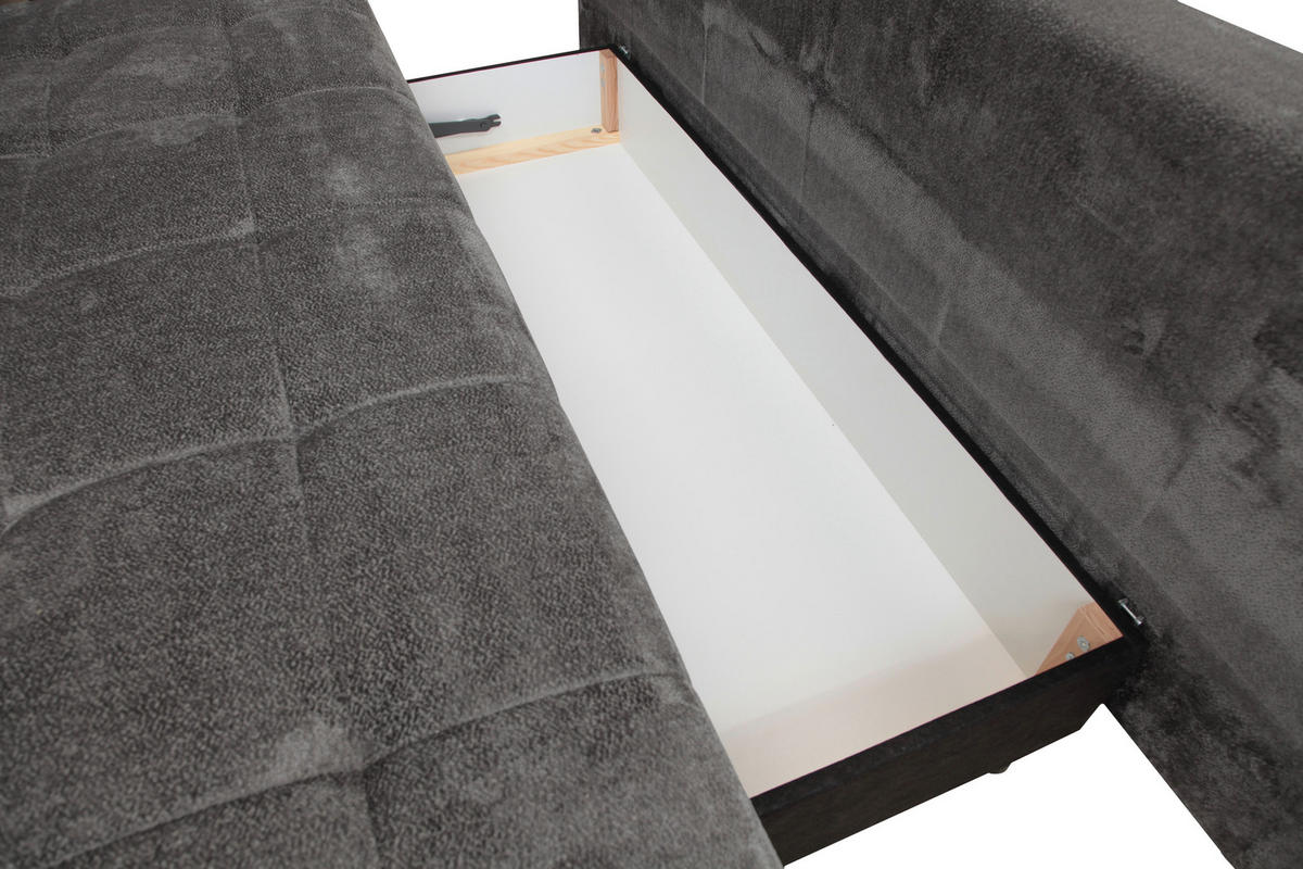 SCHLAFSOFA Chenille Graphitfarben  - Schwarz/Graphitfarben, KONVENTIONELL, Textil/Metall (203/94/96cm) - Carryhome