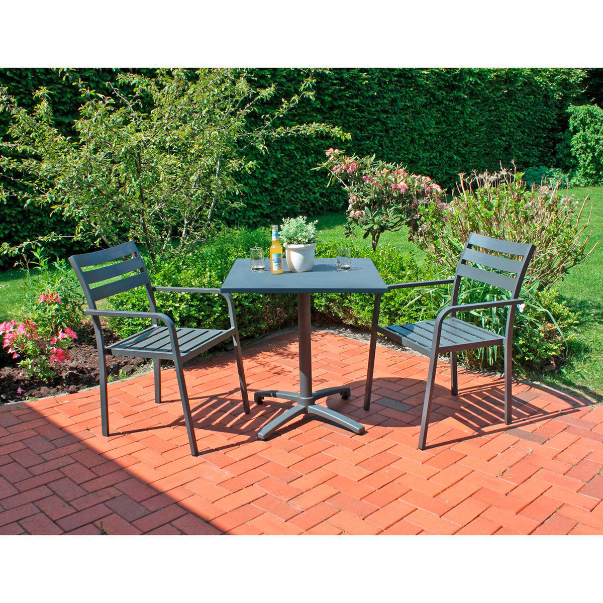 GARTENSET Aluminium  - Anthrazit/Schwarz, Basics, Metall (55/88/63cm) - Gardenson