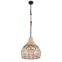 HÄNGELEUCHTE Halia 30/135 cm   - Schwarz/Braun, ROMANTIK / LANDHAUS, Naturmaterialien/Metall (30/135cm) - Globo