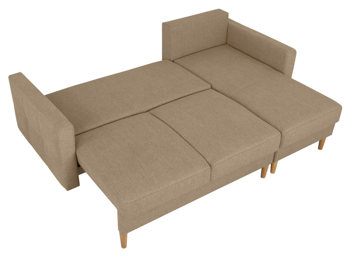 ECKSOFA Noret Hellbraun  - Hellbraun/Buchefarben, Design, Holz/Textil (223/157cm) - MID.YOU