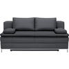 BOXSPRINGSOFA in Flachgewebe Dunkelgrau  - Chromfarben/Dunkelgrau, Design, Textil/Metall (200/93/107cm) - Novel
