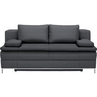 BOXSPRINGSOFA in Flachgewebe Dunkelgrau  - Chromfarben/Dunkelgrau, Design, Textil/Metall (200/93/107cm) - Novel