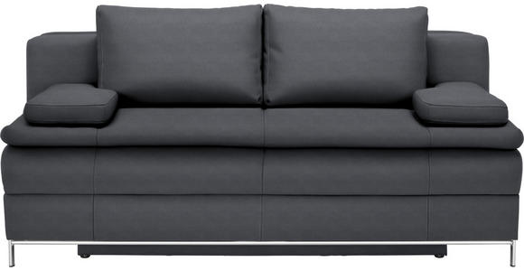 BOXSPRINGSOFA Flachgewebe Dunkelgrau - Chromfarben/Dunkelgrau, Design, Textil/Metall (200/93/107cm) - Novel