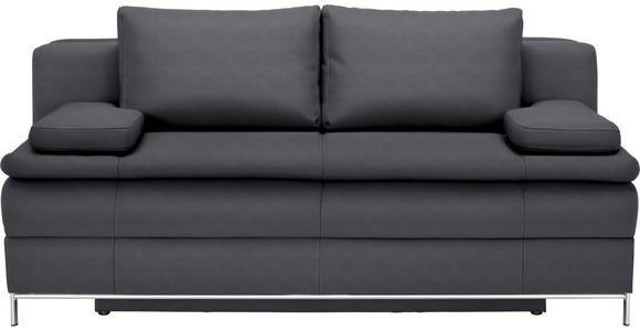 BOXSPRINGSOFA in Flachgewebe Dunkelgrau  - Chromfarben/Dunkelgrau, Design, Textil/Metall (200/93/107cm) - Novel