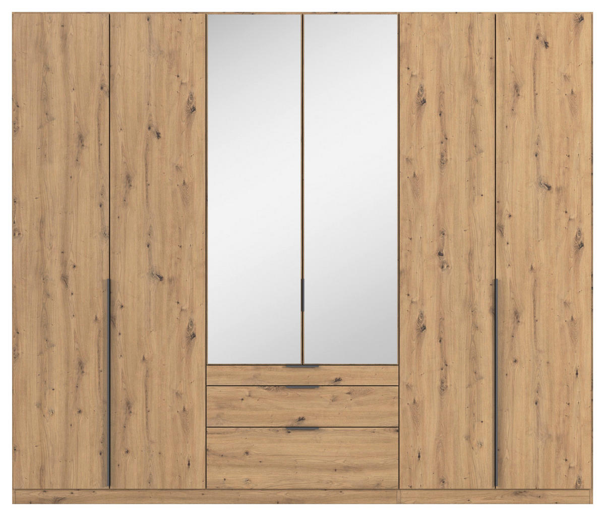 DREHTÜRENSCHRANK in Eiche Artisan  - Eiche Artisan/Grau, Modern, Holzwerkstoff/Metall (271/229/54cm) - Rauch Möbel