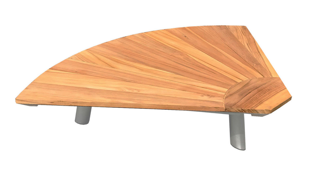 LOUNGETISCH 127/80/25 cm Holz, Metall Edelstahlfarben, Teakfarben  - Edelstahlfarben/Teakfarben, MODERN, Holz/Metall (127/80/25cm) - Amatio
