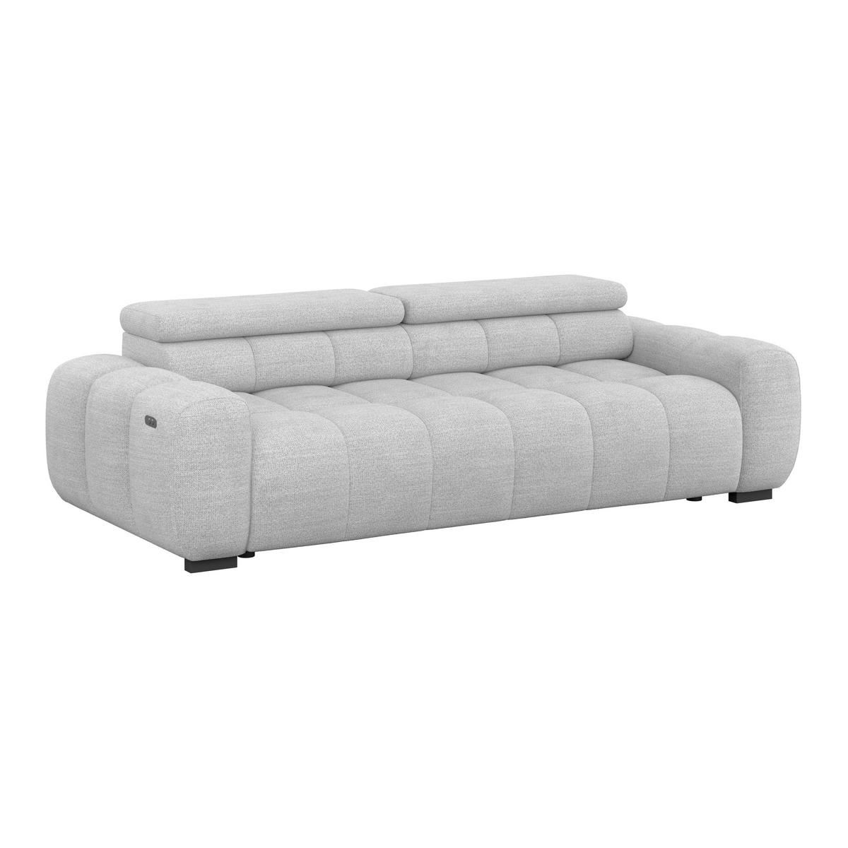 BIGSOFA Webstoff Hellgrau  - Hellgrau/Schwarz, Design, Kunststoff/Textil (248/77-97/108cm) - Welnova