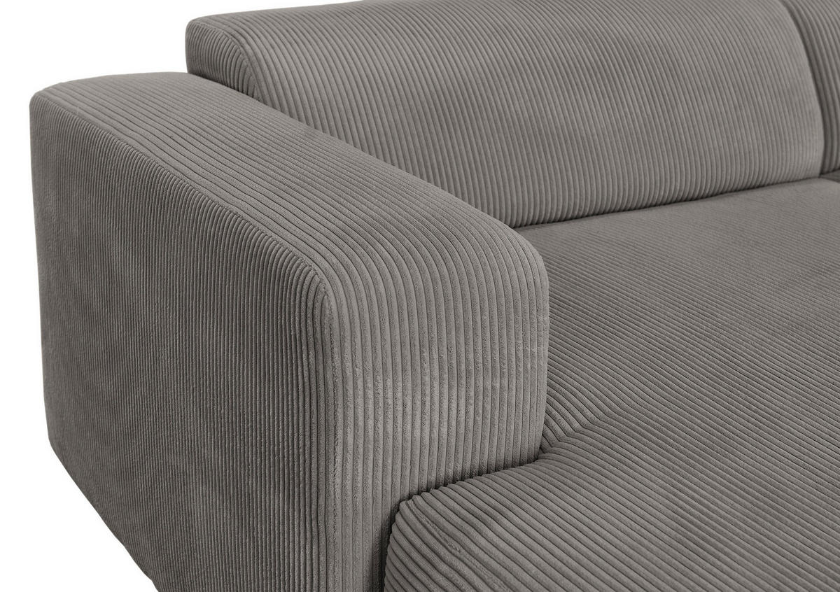 ECKSOFA BASMA in Cord Mokka  175/298 cm  - Schwarz/Mokka, Design, Kunststoff/Textil (175/298cm) - P & B