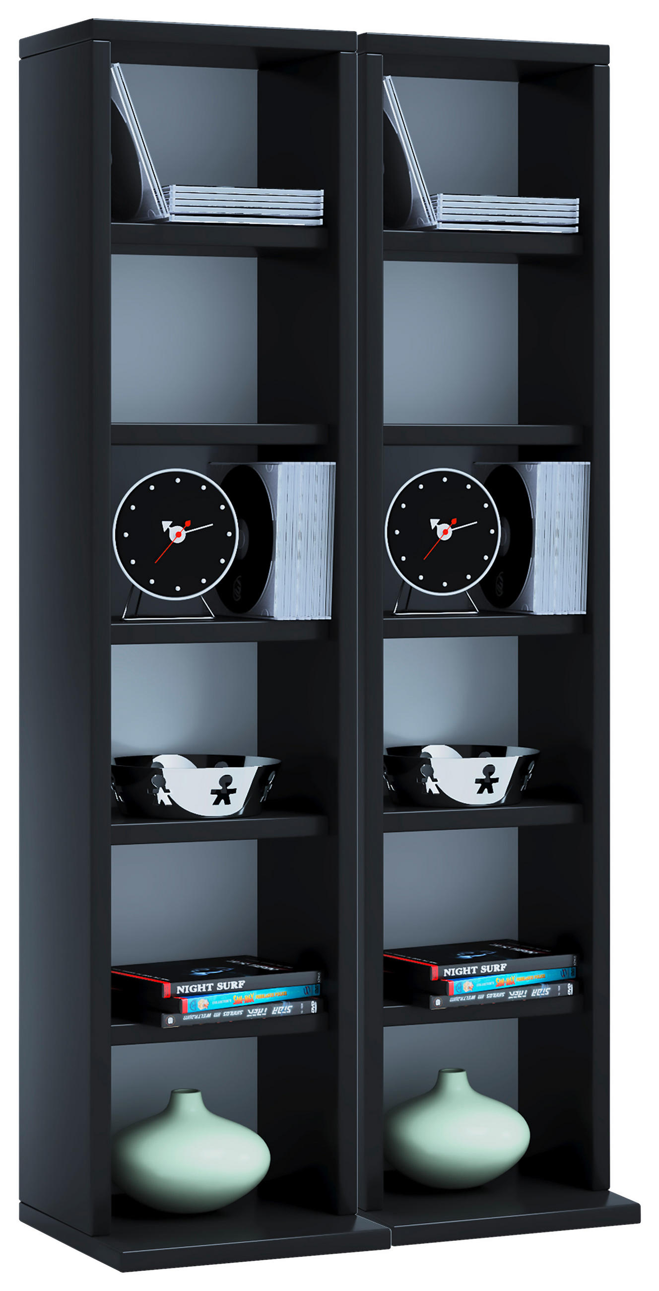 CD-REGAL Schwarz  - Schwarz, KONVENTIONELL, Holzwerkstoff (42/92/20cm) - MID.YOU