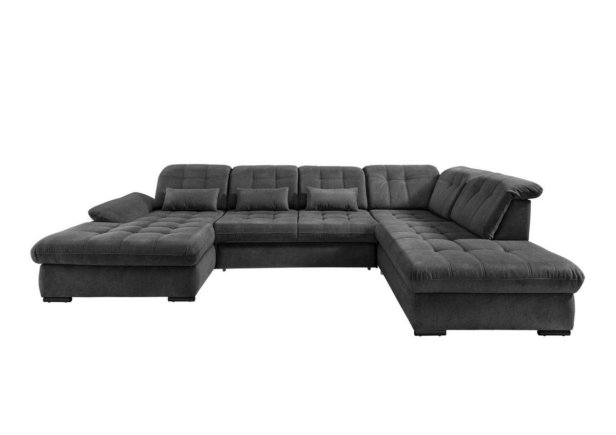WOHNLANDSCHAFT in Chenille Anthrazit  - Anthrazit/Schwarz, Modern, Textil/Metall (184/387/252cm) - Livetastic