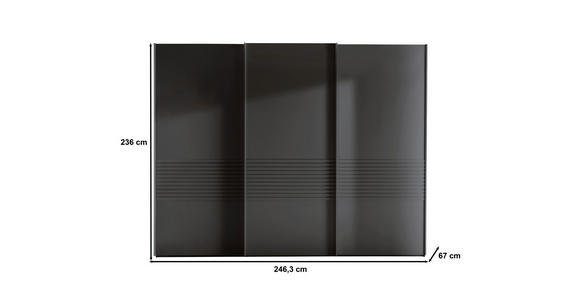 SCHWEBETÜRENSCHRANK in Graphitfarben - Graphitfarben, Design, Holzwerkstoff/Metall (250/236/67cm) - Novel