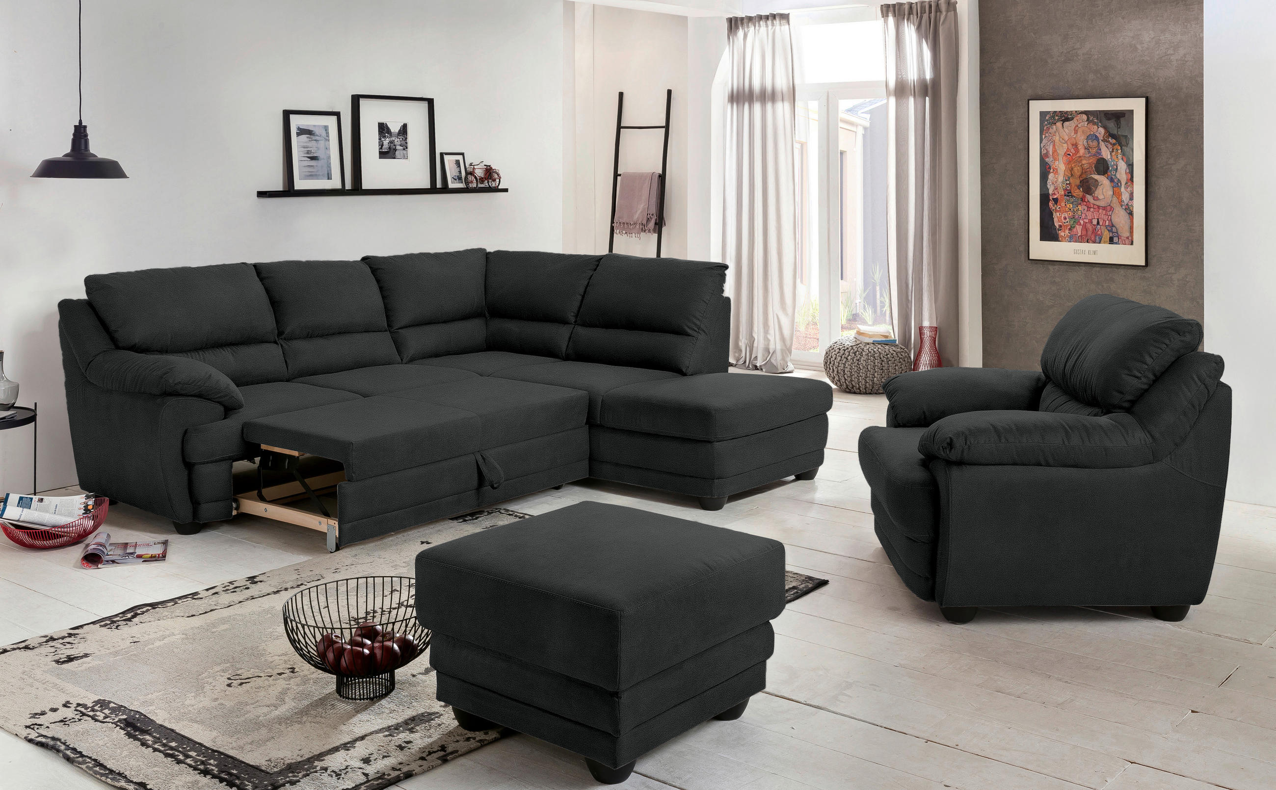 SESSEL in Chenille Anthrazit - Anthrazit/Schwarz, Design, Kunststoff/Textil (117/97/100cm) - Livetastic