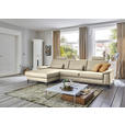 ECKSOFA  in Echtleder Creme, Naturfarben  176/334 cm  - Creme/Schwarz, Design, Leder/Metall (176/334cm) - Dieter Knoll