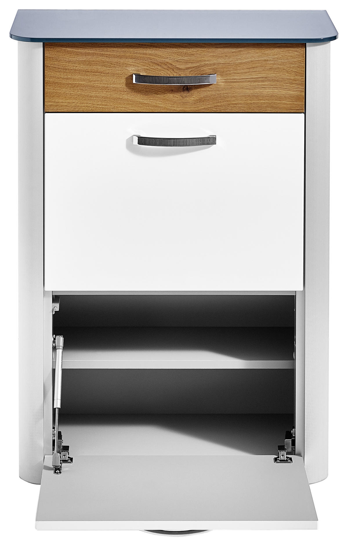 SCHUHKIPPER  in 71/97/34 cm  - Chromfarben/Eichefarben, Design, Glas/Holzwerkstoff (71/97/34cm) - Moderano