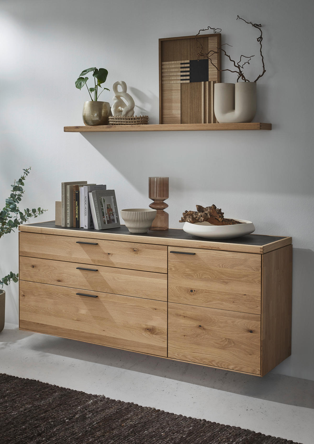 KOMMODE 181,9/74,5/45,2 cm  in Wildeiche  - Wildeiche/Schwarz, Design, Holz/Metall (181,9/74,5/45,2cm) - Valnatura