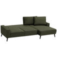 ECKSOFA in Velours Olivgrün  - Schwarz/Olivgrün, Basics, Holz/Textil (260/161cm) - Carryhome