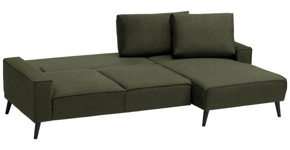 ECKSOFA in Velours Olivgrün  - Schwarz/Olivgrün, Basics, Holz/Textil (260/161cm) - Carryhome