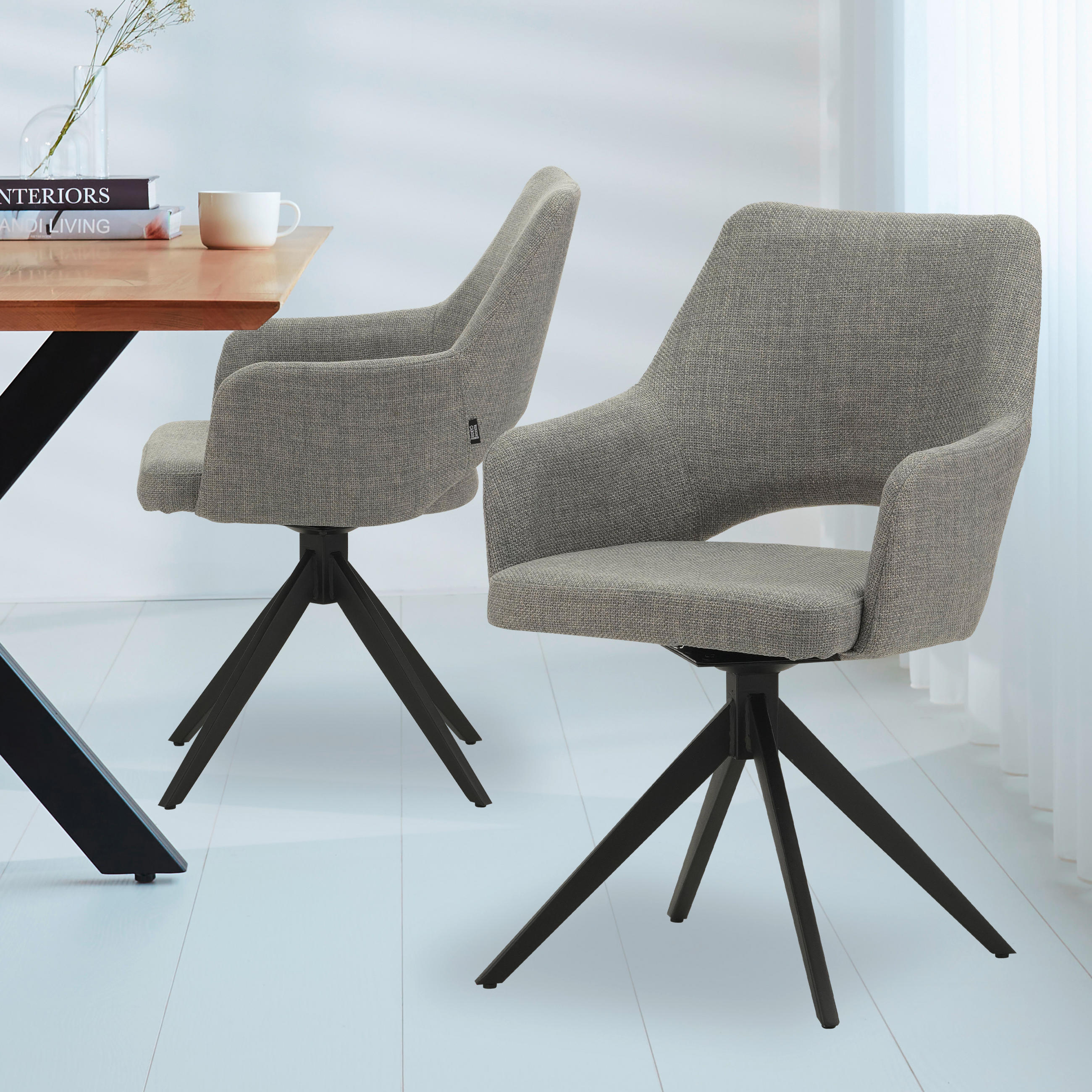 STUHL Webstoff Grau  - Schwarz/Grau, MODERN, Textil/Metall (54,5/85/61,5cm) - MID.YOU