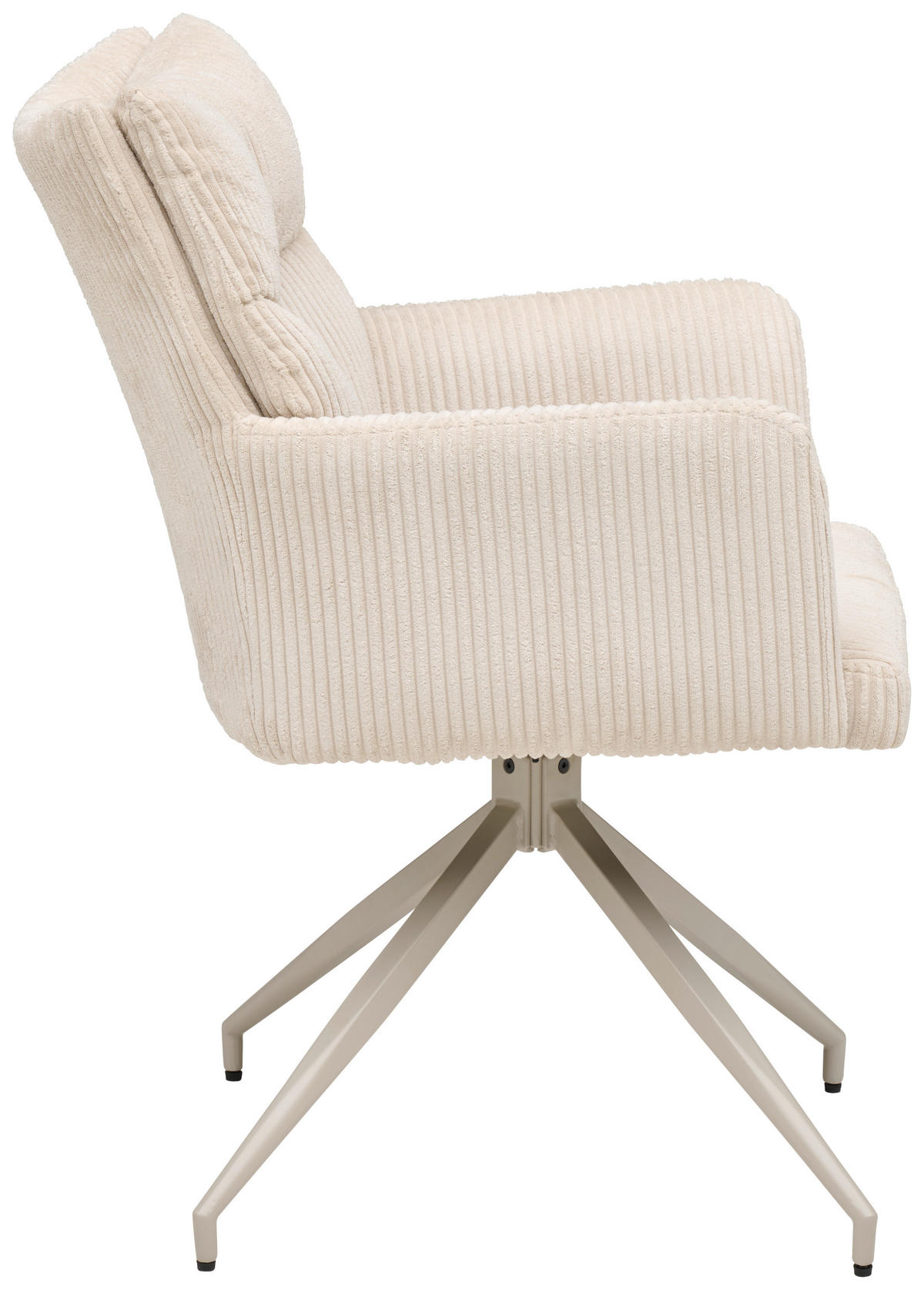 ARMLEHNSTUHL  Sitzfläche 180° drehbar, automatische Rückholfunktion Cord  - Beige/Creme, MODERN, Textil/Metall (57/89/67cm) - MID.YOU