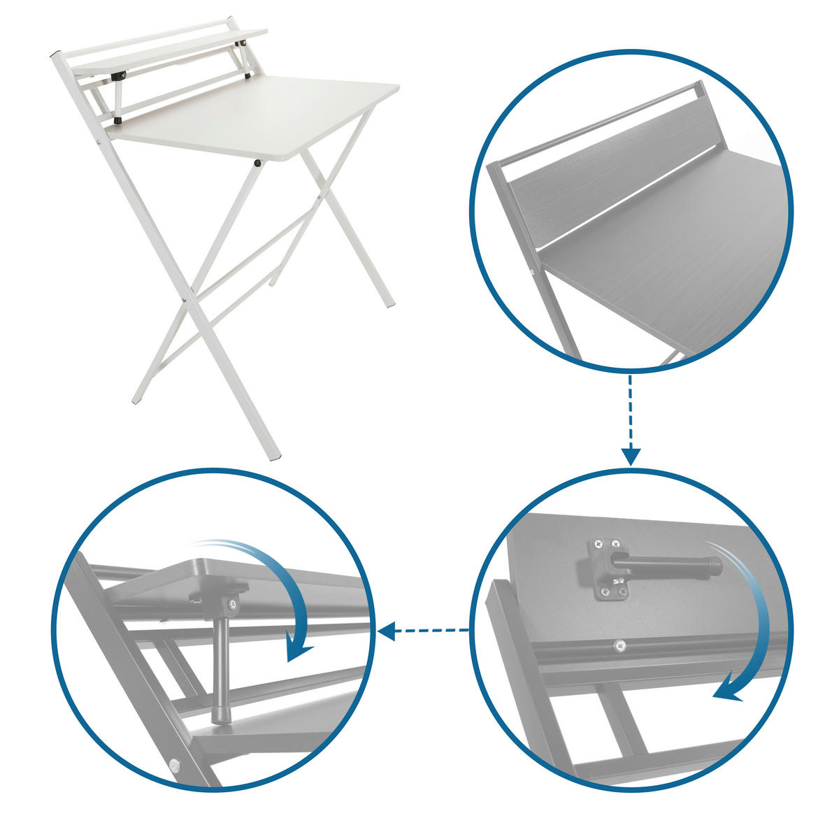 SKRIVBORD 84/60/92 cm  i vit  - vit, Basics, metall/trämaterial (84/60/92cm) - MID.YOU