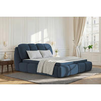 POLSTERBETT 140/200 cm,  in Blau, gepolstertes Kopfteil, Lattenrost, Bettkasten,  - Blau/Schwarz, Design, Holz/Kunststoff (140/200cm) - Chameo