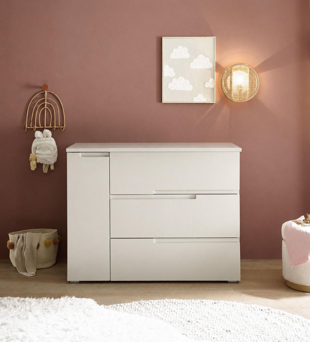 WICKELKOMMODE Luca/Corner 120/102/80 cm  - Kaschmir, Basics, Holzwerkstoff (120/102/80cm)