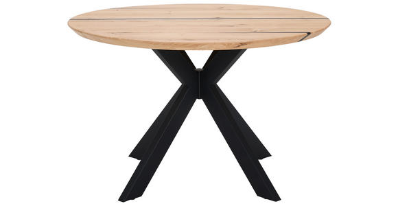 ESSTISCH in Holz, Metall 120/120/76 cm - Eichefarben/Schwarz, Design, Holz/Metall (120/120/76cm) - Linea Natura