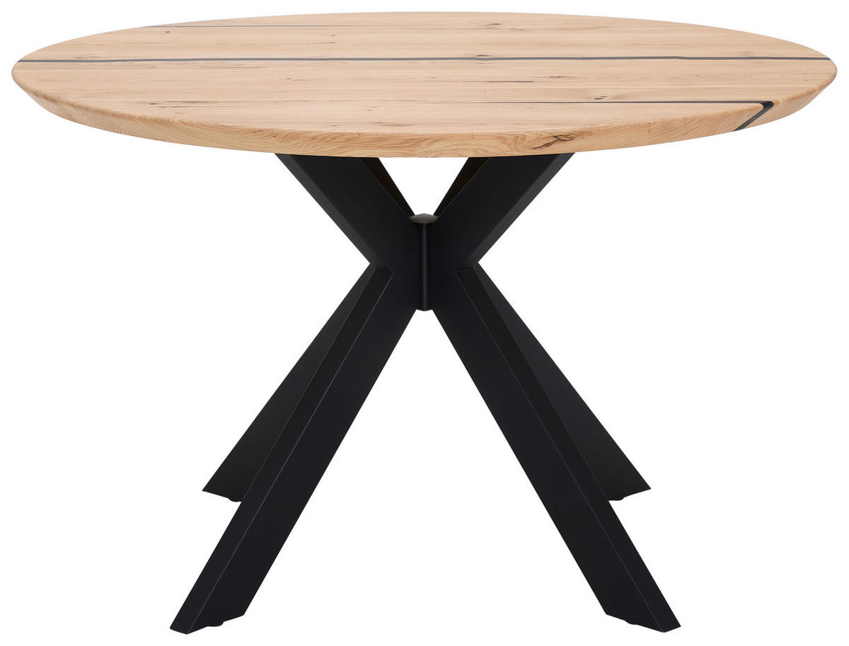 ESSTISCH in Holz, Metall 120/120/76 cm  - Eichefarben/Schwarz, Design, Holz/Metall (120/120/76cm) - Linea Natura