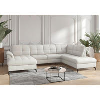 WOHNLANDSCHAFT in Vliesstoff Kombination Echtleder/Stoff Weiss  - Weiss/Schwarz, Modern, Leder/Textil (164/319/212cm) - Sit & More