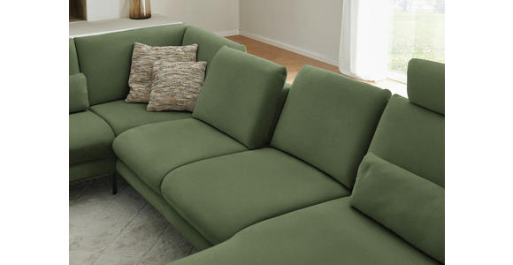 WOHNLANDSCHAFT  in Chenille, Flachgewebe Grün  - Schwarz/Grün, Design, Textil/Metall (208/344/180cm) - Dieter Knoll