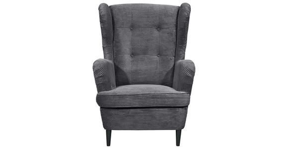 OHRENSESSEL Cord Dunkelgrau - Dunkelgrau/Schwarz, Basics, Holz/Textil (78/102/98cm) - Carryhome
