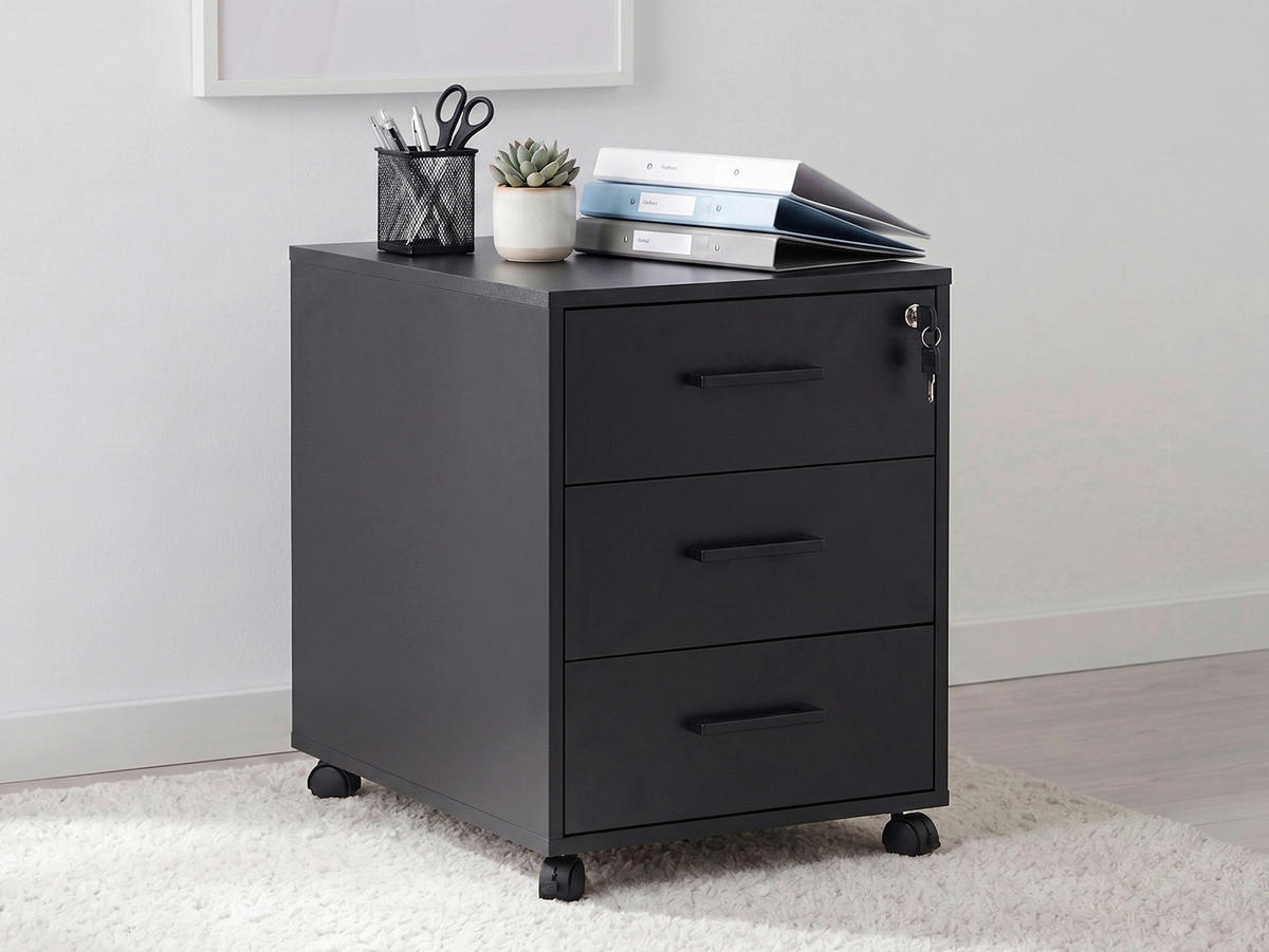 ROLLCONTAINER 43/56/60 cm  - Schwarz, MODERN, Holzwerkstoff/Kunststoff (43/56/60cm) - Livetastic