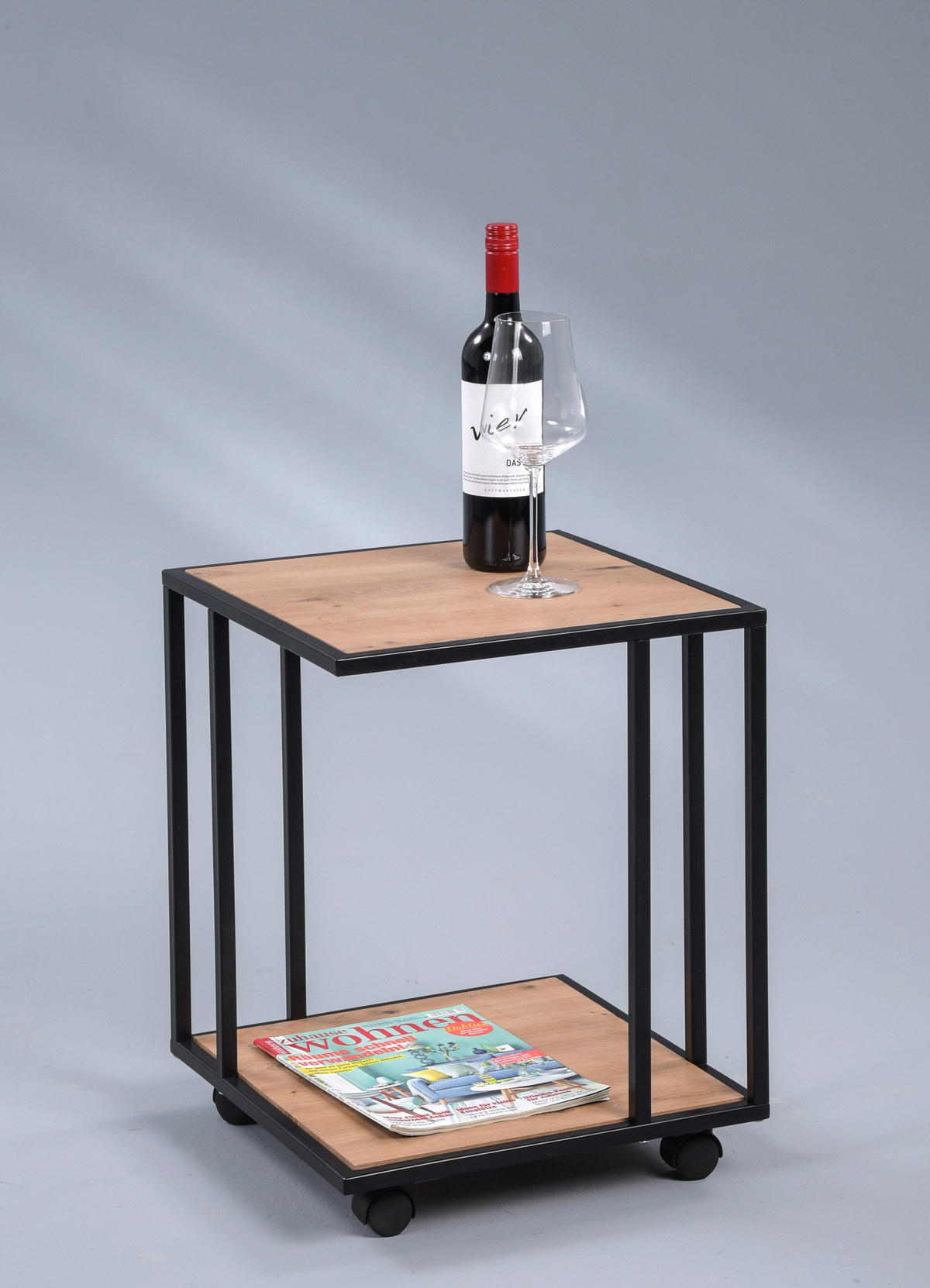 BEISTELLTISCH 40/40/51 cm Schwarz, Eichefarben quadratisch  - Eichefarben/Schwarz, Basics, Holzwerkstoff/Kunststoff (40/40/51cm)