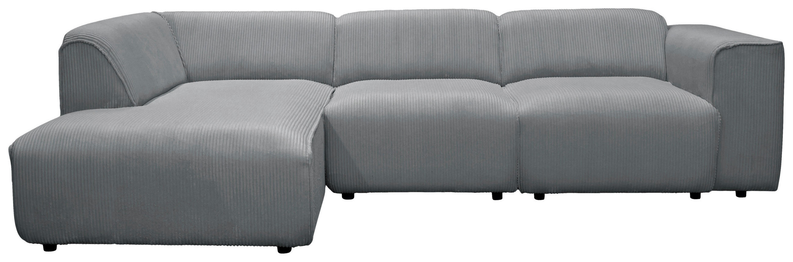 ECKSOFA ANTHONY Grau Cord  - Schwarz/Grau, Design, Kunststoff/Textil (163/275cm) - MID.YOU