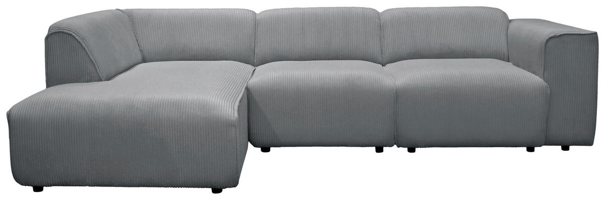 ECKSOFA ANTHONY Grau Cord  - Schwarz/Grau, Design, Kunststoff/Textil (163/275cm) - MID.YOU