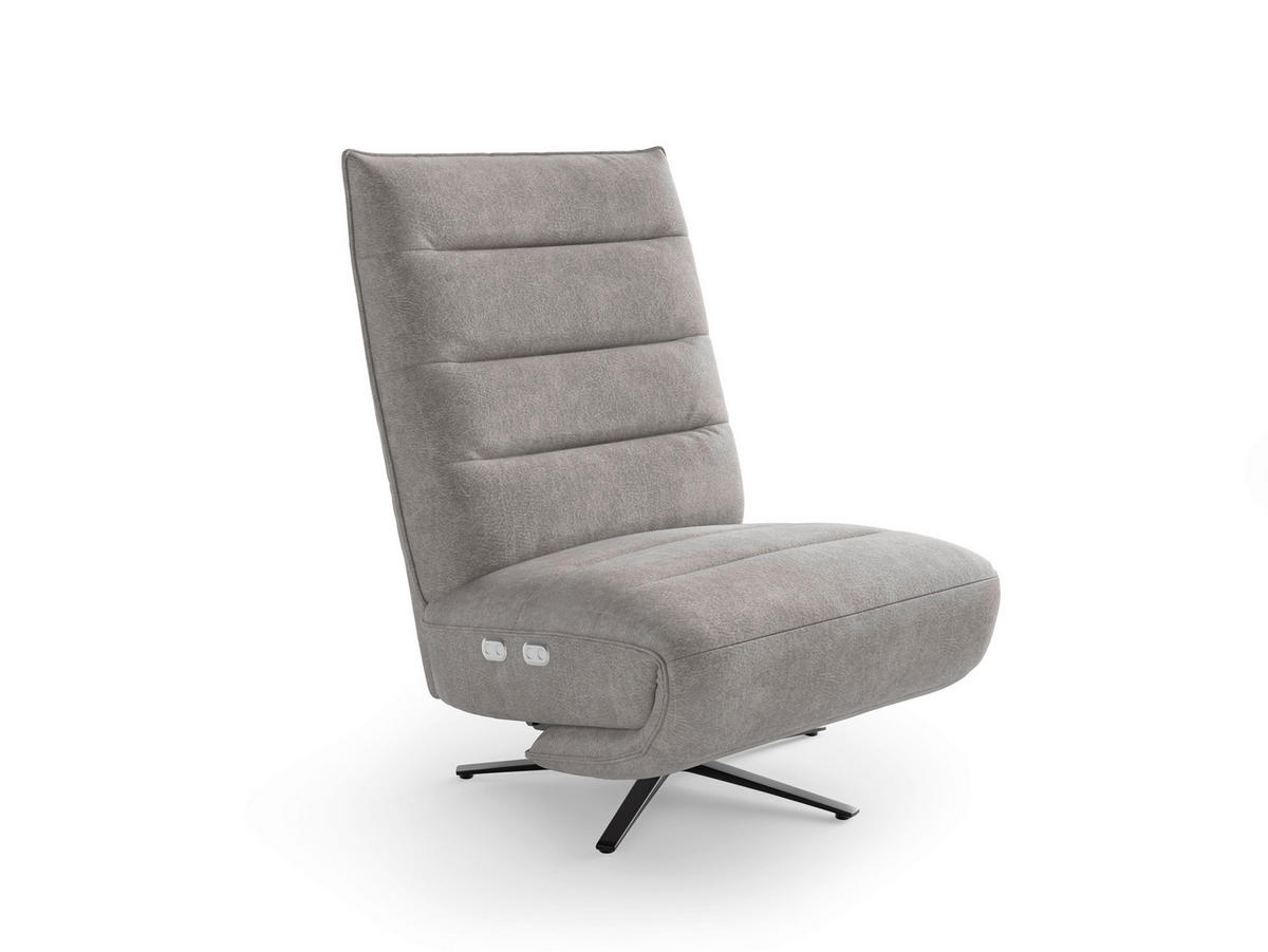 RELAXSESSEL EVE E Mikrofaser Kopfteilverstellung, Rücken echt    - Schwarz/Grau, Basics, Textil/Metall (80/109/98cm) - Sit & More