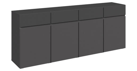 SIDEBOARD  200/79,6/39,8 cm 4 Schublade(n)  - Anthrazit/Schwarz, Design, Holzwerkstoff/Kunststoff (200/79,6/39,8cm) - Xora