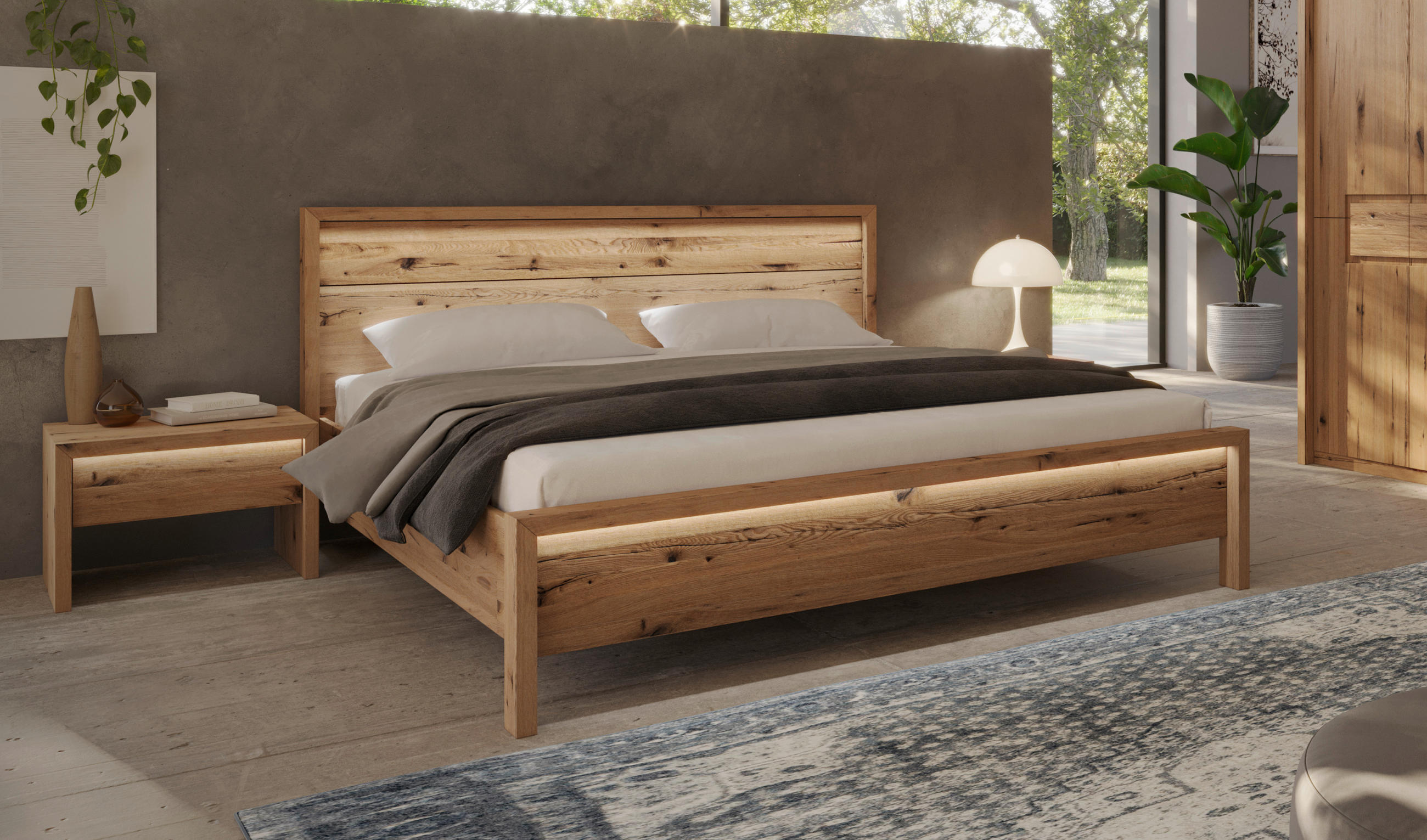 BETT 200/200 cm  in Naturfarben, Wildeiche  - Wildeiche/Naturfarben, MODERN, Holz (200/200cm) - MID.YOU