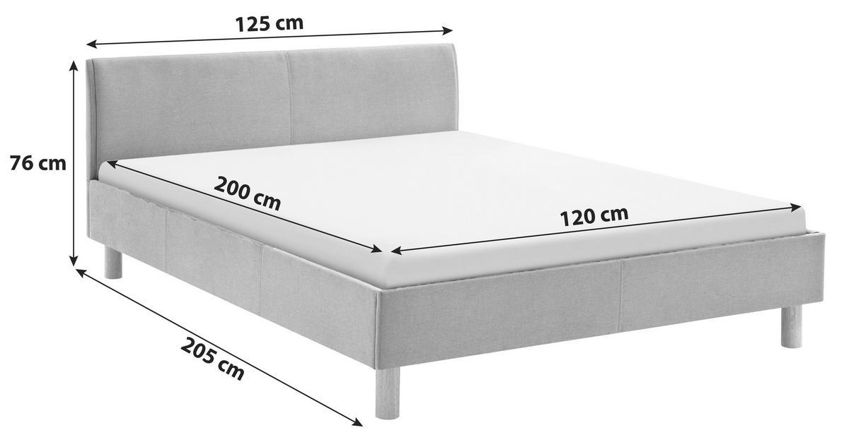 KÁRPITOZOTT ÁGY 120/200 cm  fáradtrózsaszín  - tölgyfa/fáradtrózsaszín, Design, textil/fa (120/200cm) - Livetastic