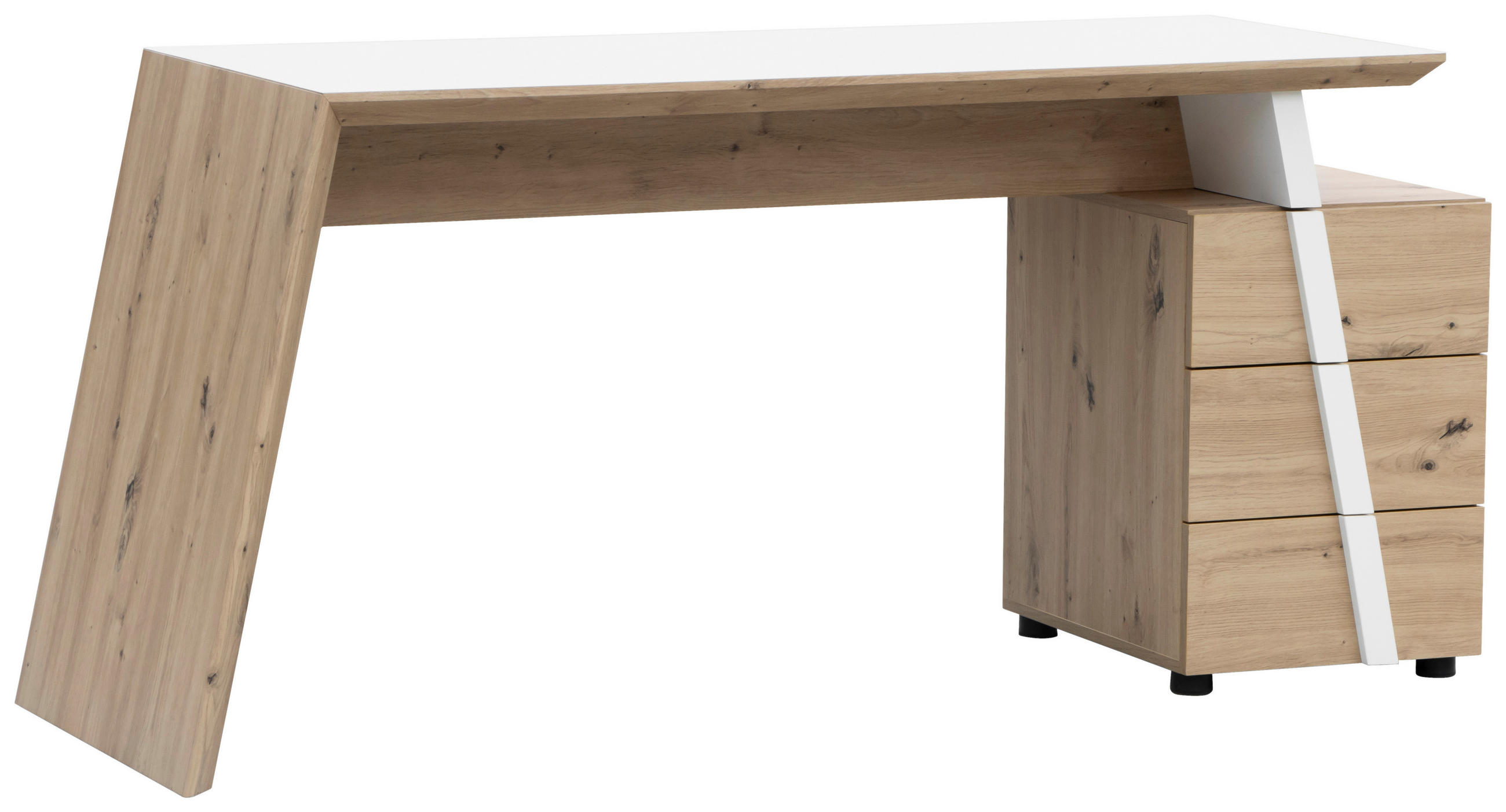 SCHREIBTISCH 166/60/75 cm  in Weiß, Eiche Artisan  - Schwarz/Eiche Artisan, Design, Holzwerkstoff/Kunststoff (166/60/75cm) - Cantus