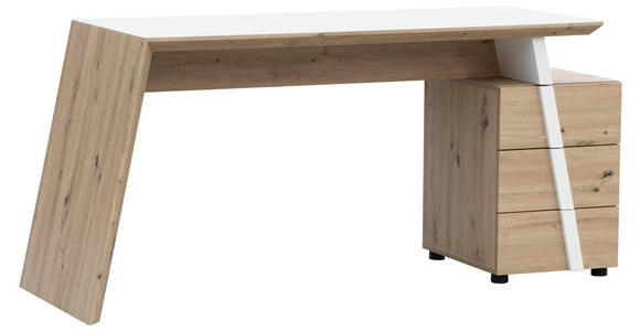 SCHREIBTISCH 166/60/75 cm, Weiß, Eiche Artisan, Stauraum  - Schwarz/Eiche Artisan, Design, Holzwerkstoff/Kunststoff (166/60/75cm) - Cantus