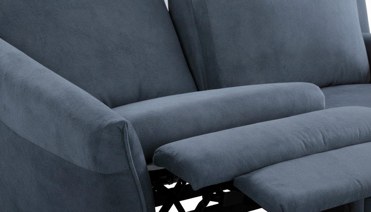 3-SITZER-SOFA  in Mikrofaser Blau Skandinavisch, Modern  - Blau/Buchefarben, Design, Holz/Textil (202/110/92cm) - Livetastic