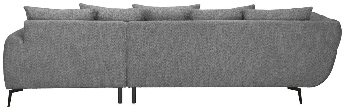 ECKSOFA 318/217 cm  in Bouclé Grau Zierkissen, Rückenkissen, Rücken echt  318/217 cm  - Schwarz/Grau, MODERN, Textil/Metall (318/217cm) - Carryhome