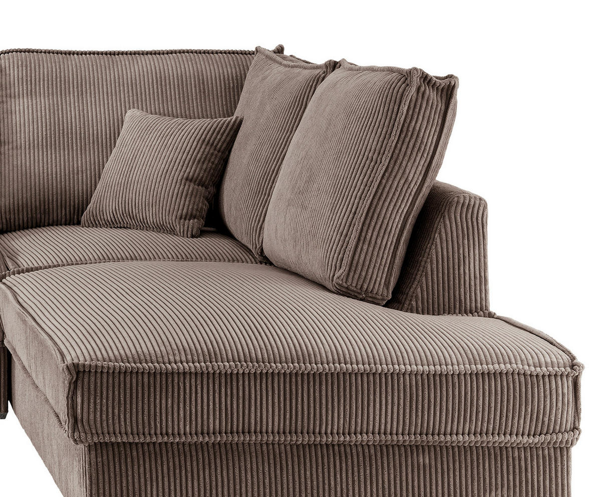 SJEDEĆA GARNITURA tekstil  sivo-smeđa   - sivo-smeđa/crna, Moderno, tekstil/metal (150/309/198cm) - MID.YOU